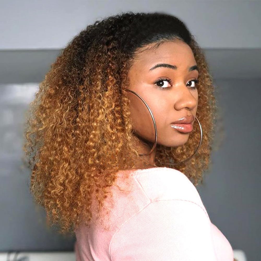 Mongolian Afro Kinky Curly Bundles Human Hair Bundles 14 16 18 Inches 4B 4C Afro Kinky Bulk Human Hair Virgin Hair Burmese Curly Weave Bundles for Black Women Weft Natural Black Color