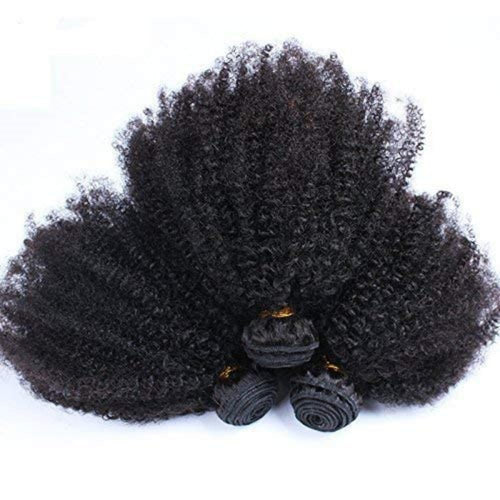 Mongolian Afro Kinky Curly Bundles Human Hair Bundles 14 16 18 Inches 4B 4C Afro Kinky Bulk Human Hair Virgin Hair Burmese Curly Weave Bundles for Black Women Weft Natural Black Color