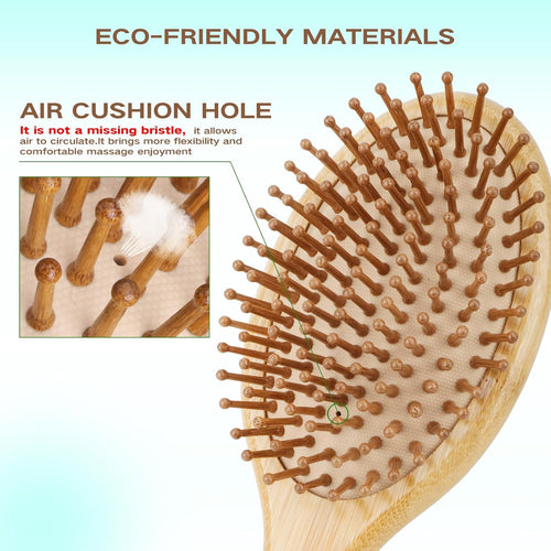 Combeter Bamboo Hair Brush and Comb Set (4PCS) – Natural & Eco-Friendly Detangler Comb for Women, Men & Kid, Reduces Frizz, Promotes Healthy Hair Growth – Wooden Paddle Brush with Scalp Massage