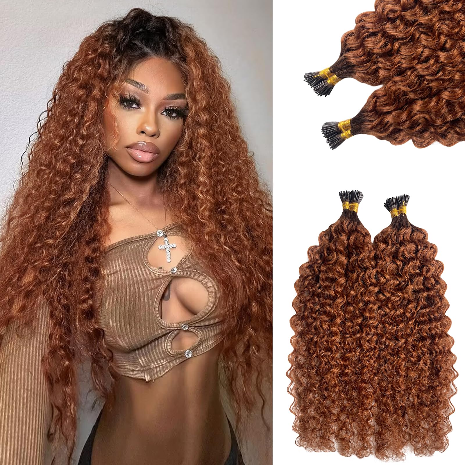 I Tip Hair Extensions Human Hair Deep Wave Microlink Hair Extensions Brazilian Virgin Hair Cold Fusion Stick Tip Extension Full Ends 50g 100 Strands 14 Inch